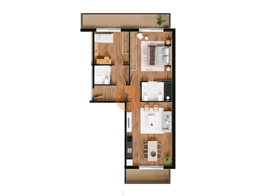 2-Zimmer-Wohnung mit Pool auf der Terrasse und Garage im Untergeschoss - Neu - Olhão.