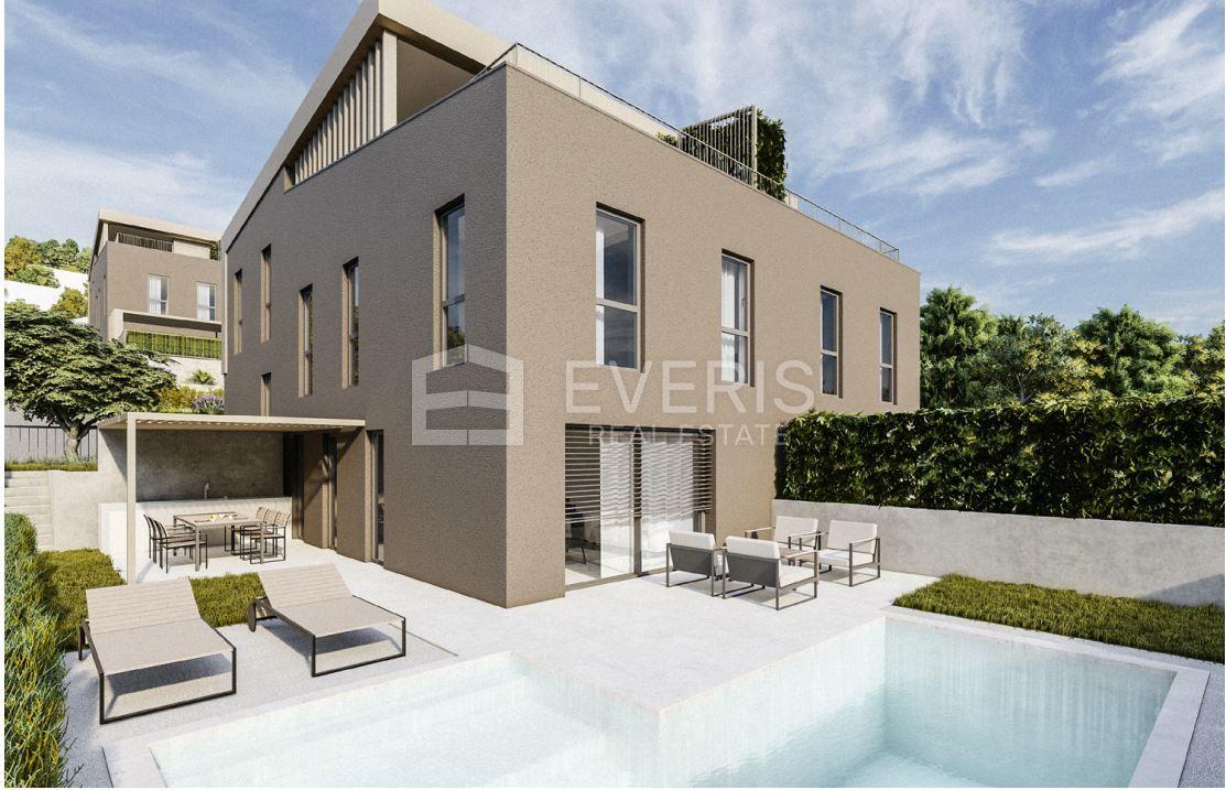 Kostrena, semi-detached house 198 m2 in new building with sea view