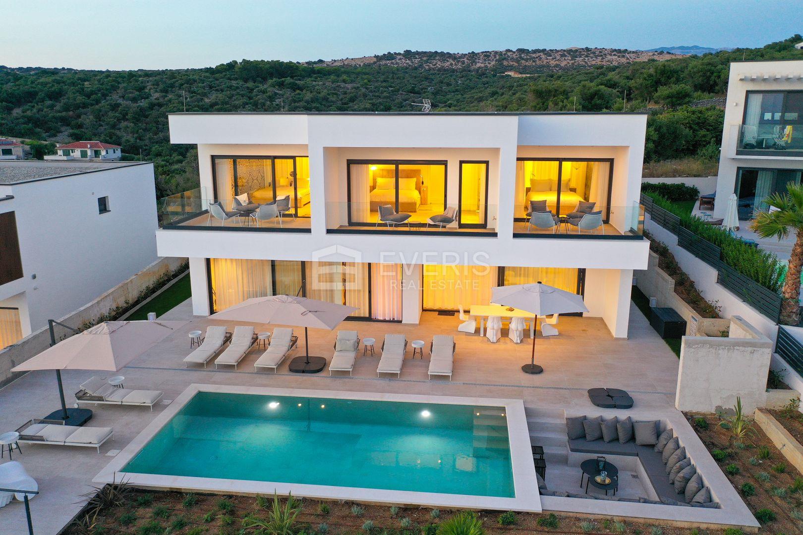 Island of Pag, Novalja, luxury villa with pool and sea view