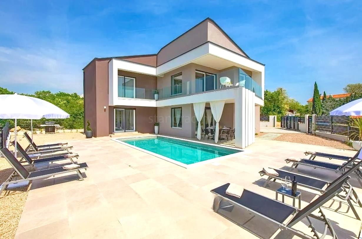 Vrbnik area, modern luxury house with swimming pool and garden!