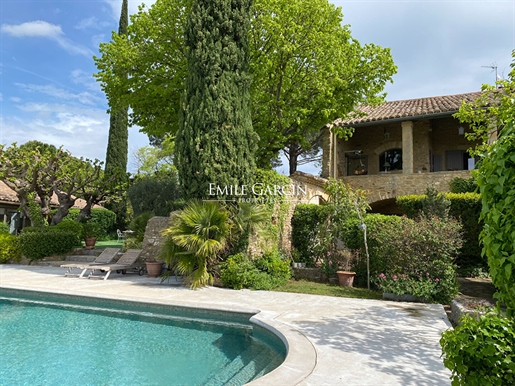 Large 18th century village house with garden, swimming pool and delightful views for sale near Uzès