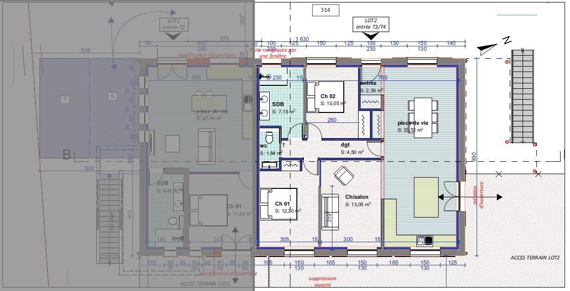 Appartement T4 de 84,4m2 avec extérieur et parkings