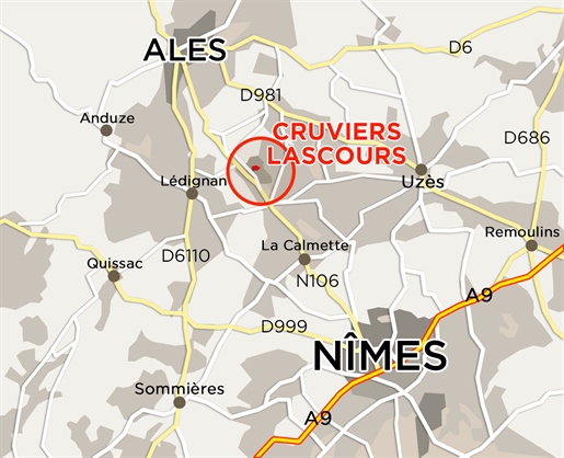 Terrain 333m2 libre de tout constructeur entre Nîmes et Alès