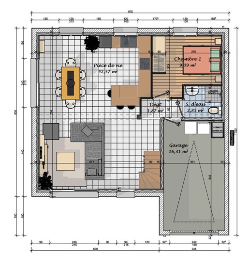 House 4 bedrooms / 118 m2 floor / plot 500 m2
