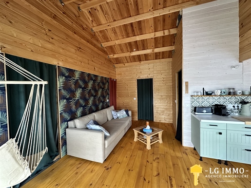 Maison en bois de plain-pied 46 m2, 2 chambres, terrain 360 m2
