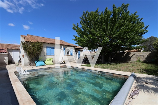 Gelijkvloers huis - zwembad en garage in Bouillargues