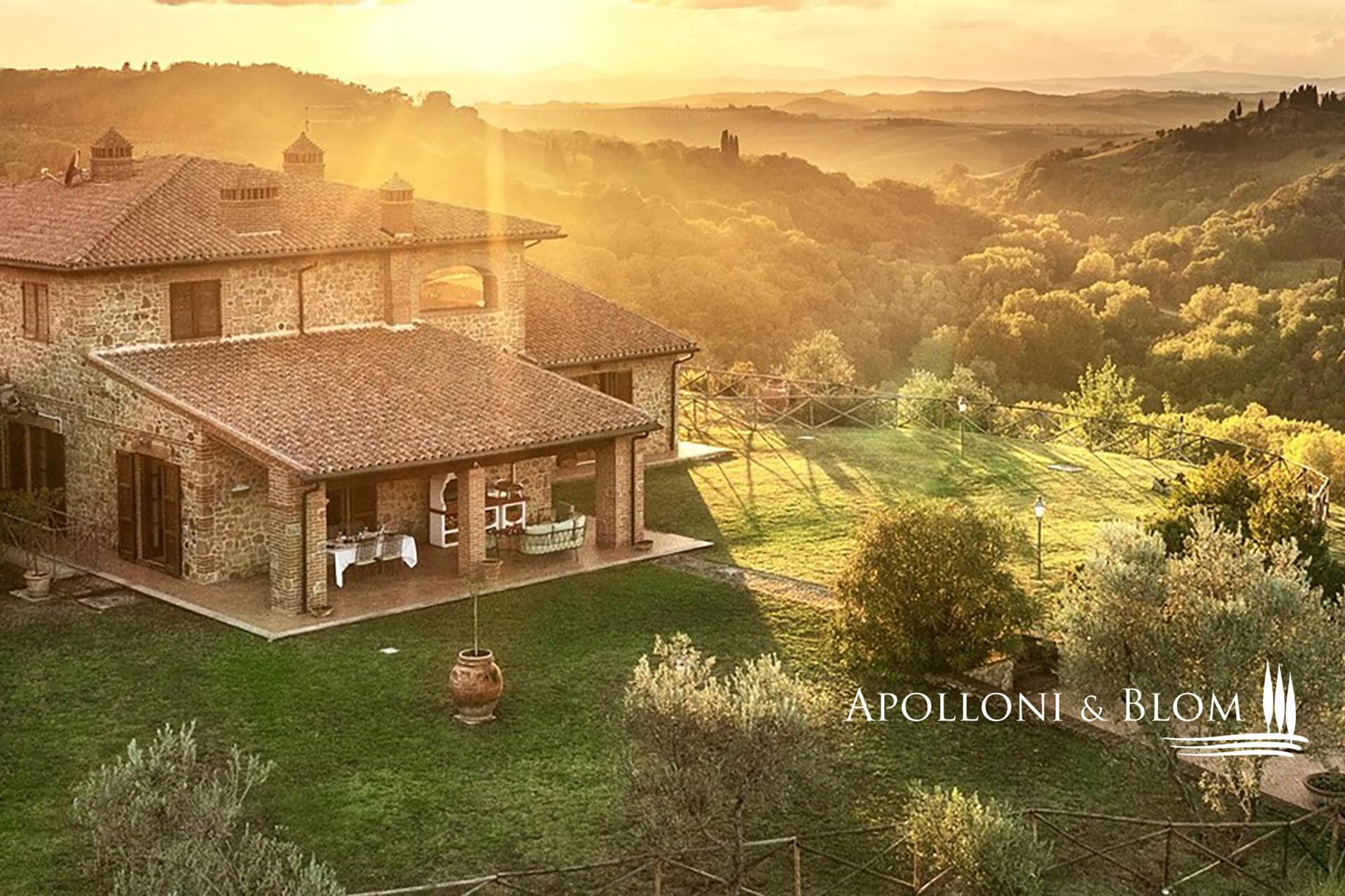 In a village with swimming pool and olive grove overlooking Trequanda