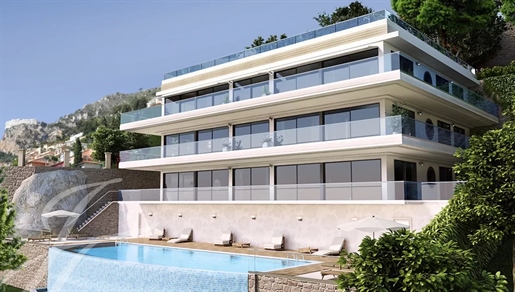 Roquebrune Cap Martin - Luxueux toit terrasse - studio indépendant - Vue mer Panoramique- Piscine -