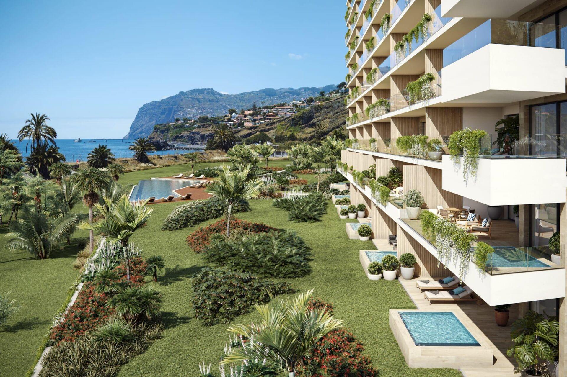 Apartment mit drei Schlafzimmern – Swimmingpool, Meerblick – Praia Formosa, Funchal