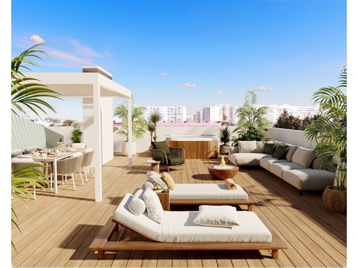 Faro (Algarve), appartement 3 pièces avec un grand balcon et toit-terrace
