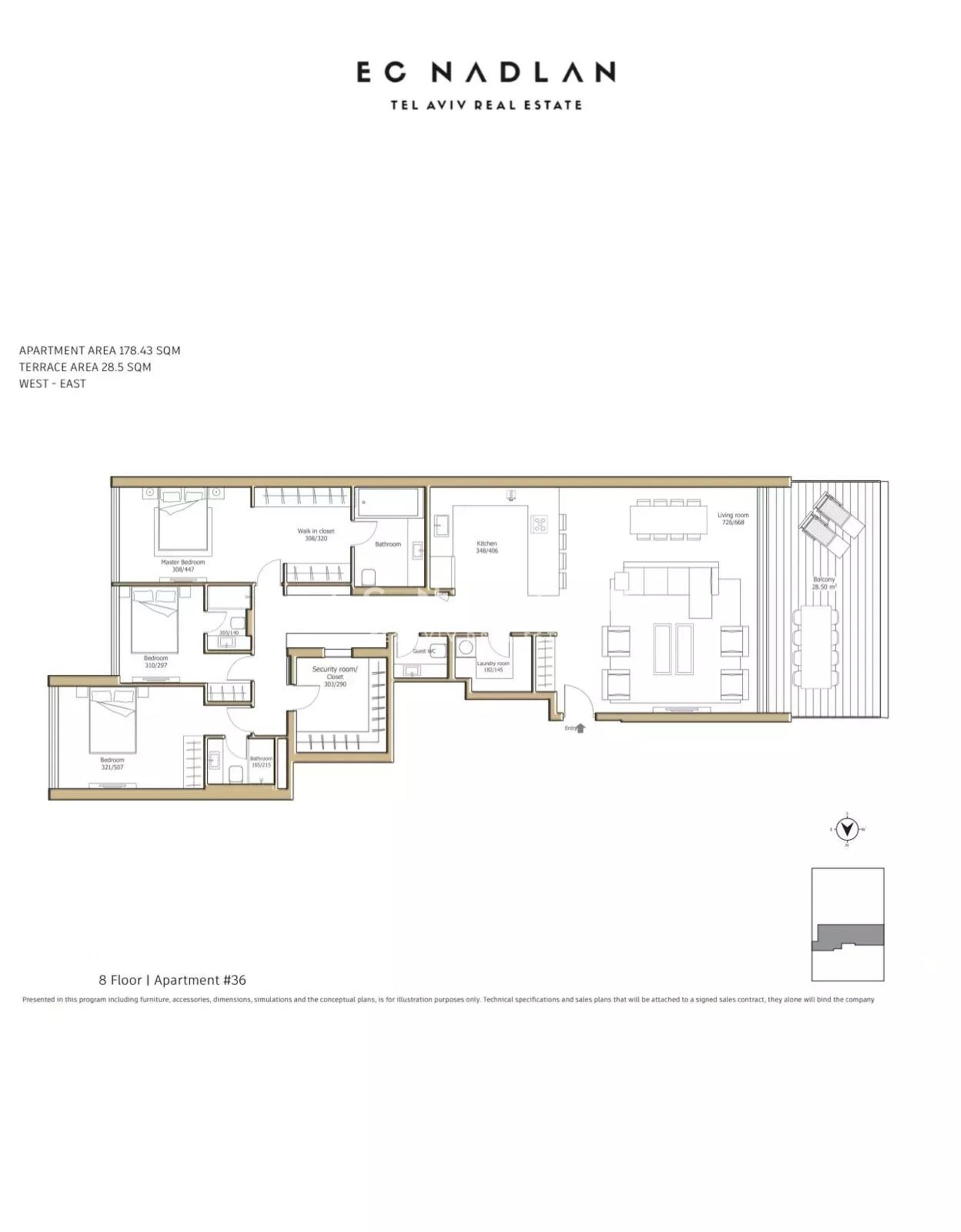 For sale in Tel Aviv, facing the sea, luxury apartment
