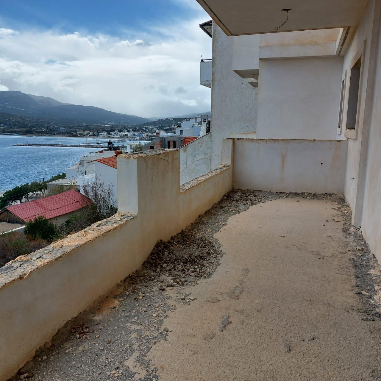 Second floor half-finished apartment just 160meters from the sea in Sitia, East Crete.