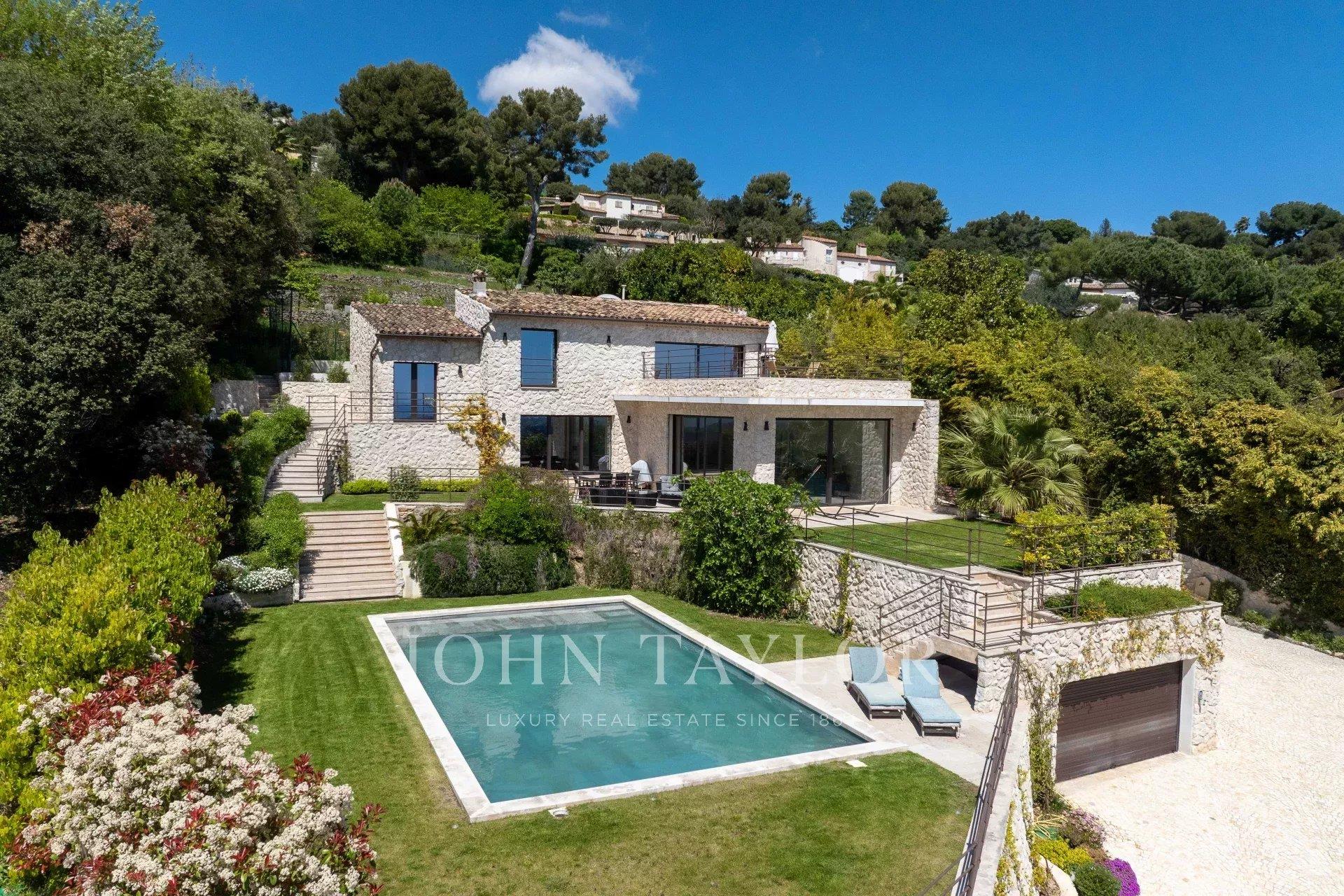 Chalet de piedra, vista panorámica al mar, Saint-Paul de Vence