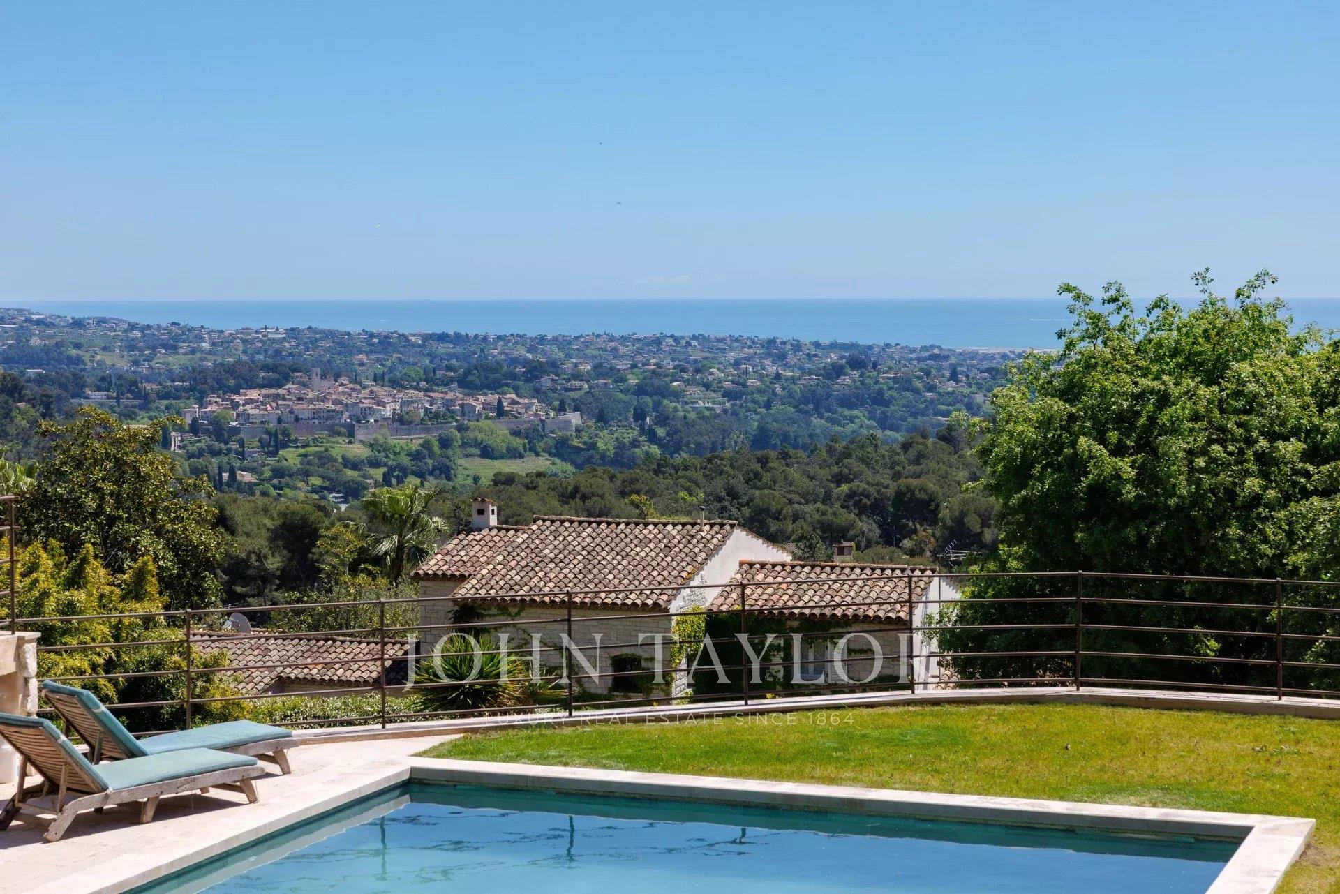 Chalet de piedra, vista panorámica al mar, Saint-Paul de Vence