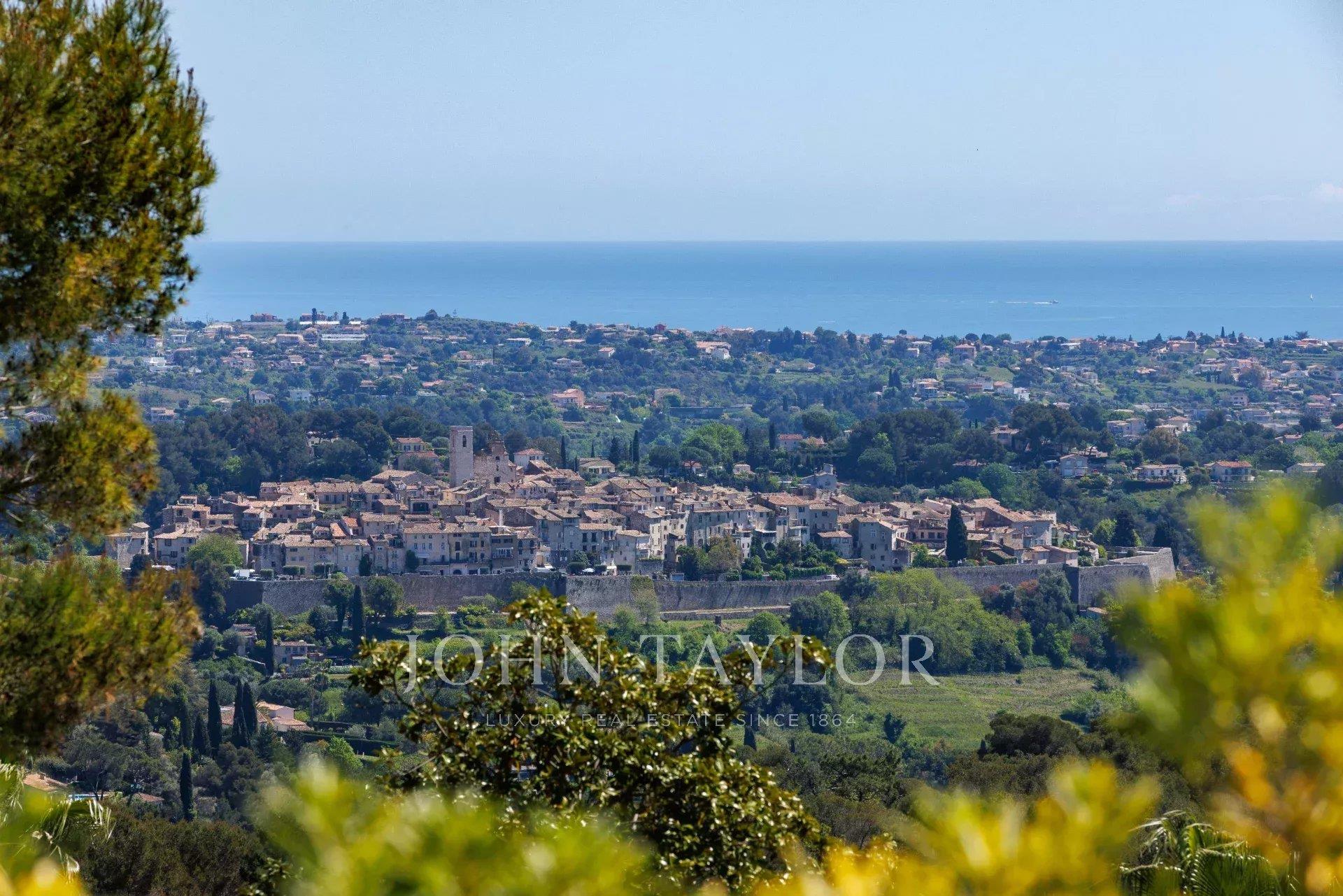 Chalet de piedra, vista panorámica al mar, Saint-Paul de Vence