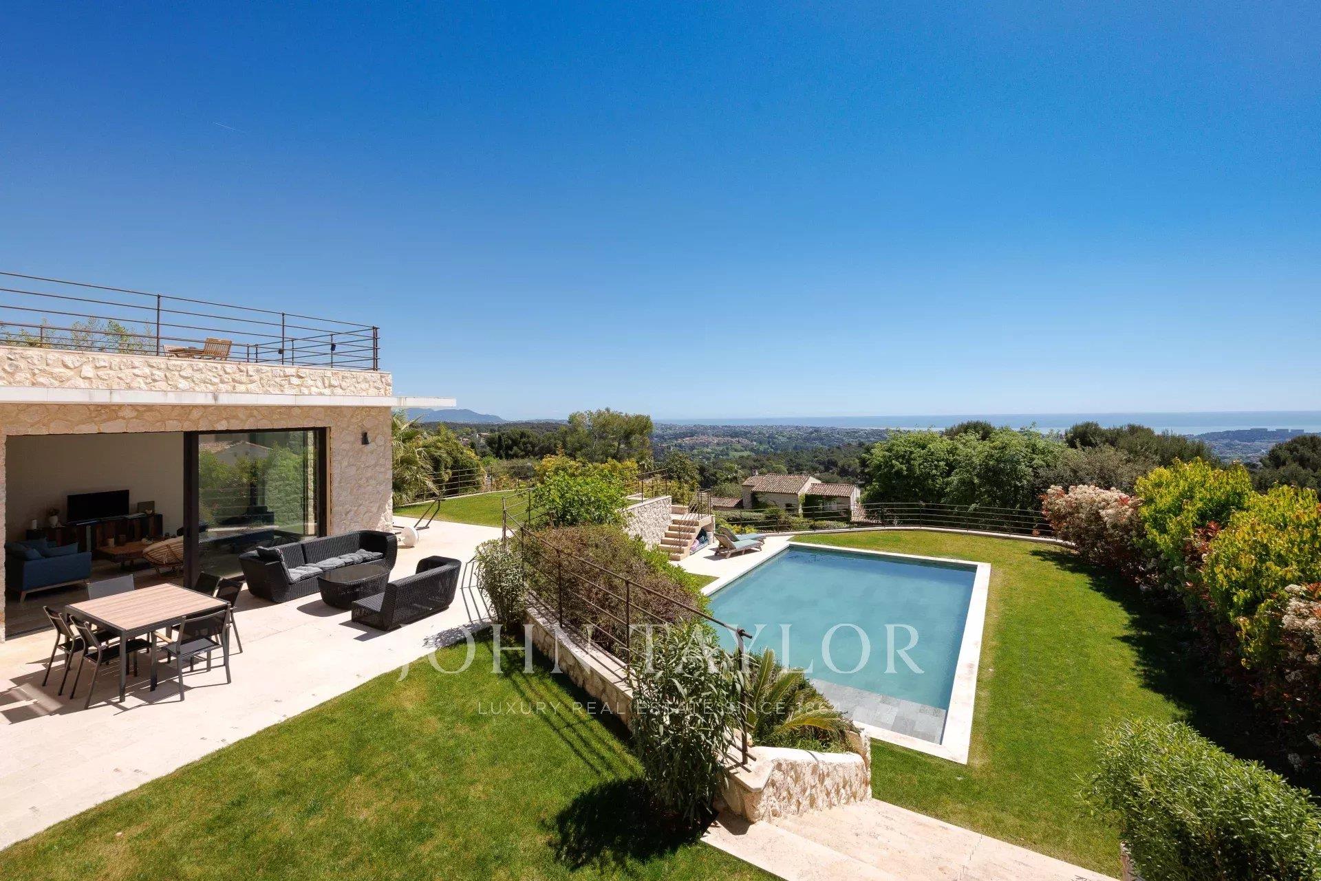 Chalet de piedra, vista panorámica al mar, Saint-Paul de Vence