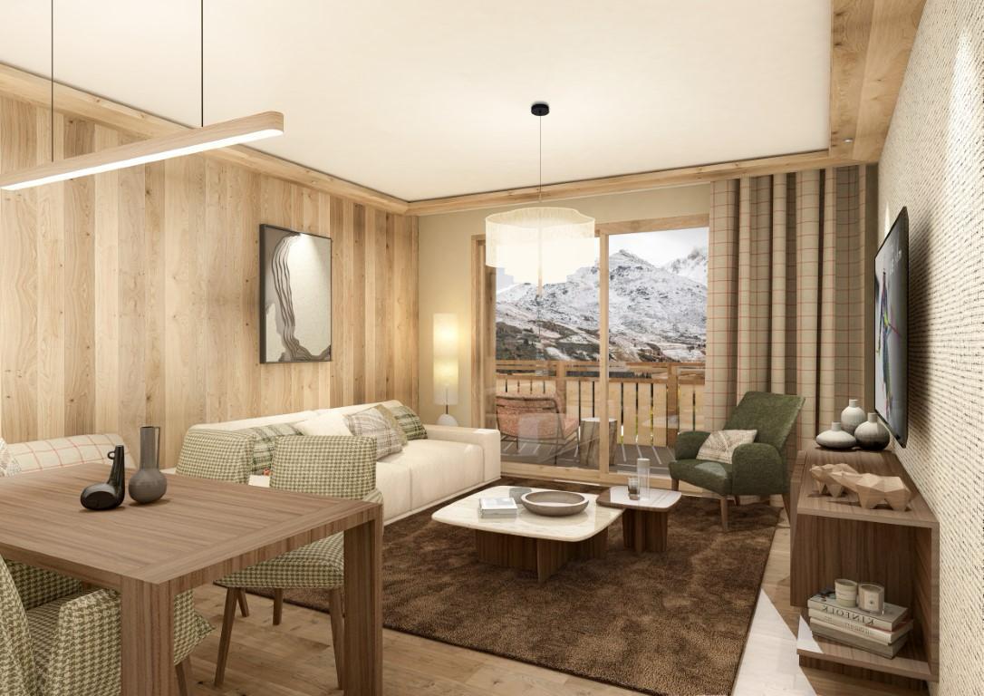Brand new 4 bedroom off plan ski in and out apartment on the Moretta slope in La Tania (A)