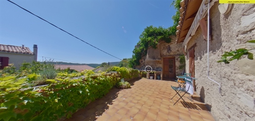 Large stone house with terrace with Pyrenean view of 29m2 and shed + garden