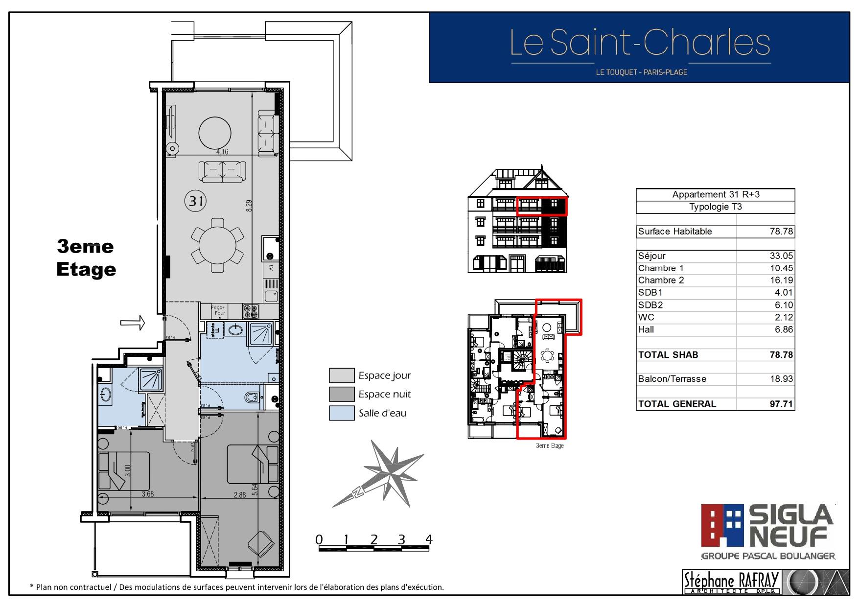 Appartement 3 Pieces No 31 79m2 Le Touquet à deux pas de la plage et des commerces