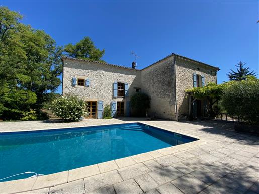  Tarn Et Garonne 3 stunning stone houses, pool, super views with 13 plus hectares