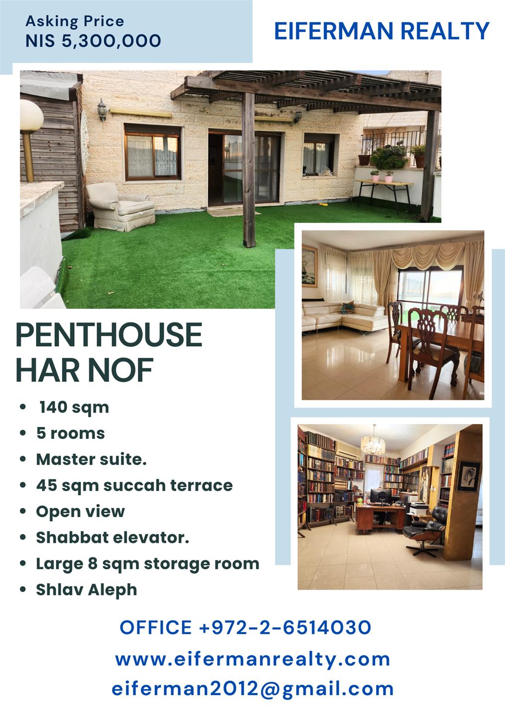 Penthouse in Har Nof  #2066