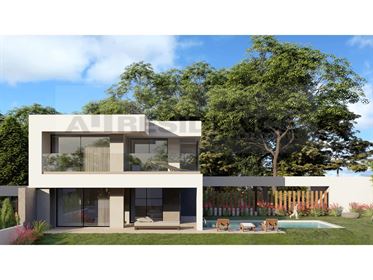 Detached villas with contemporary architecture under construction