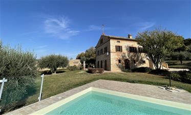 Stone Farmhouse with Panoramic Pool in Le Marche