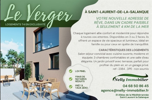 Nouveau ! Programme Immobilier à Saint-Laurent-de-la-Salanque : Le Verger