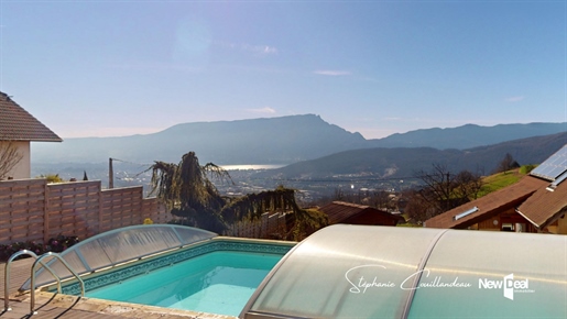 Huis met uitzicht op het meer en de bergen, zwembad en spa op de laatste hoogten van Grésy-sur-Aix