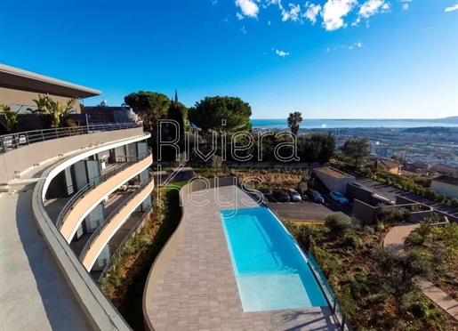 Nice Fabron: New top floor with panoramic sea and hills views, residence with swimming pool, immedia