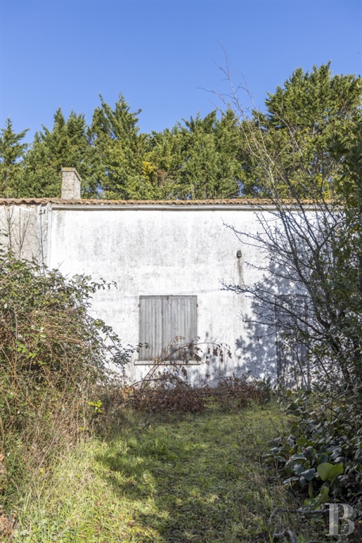 A house and its barn waiting to be renovated, nestled on Oléron Island on around four hectares of a