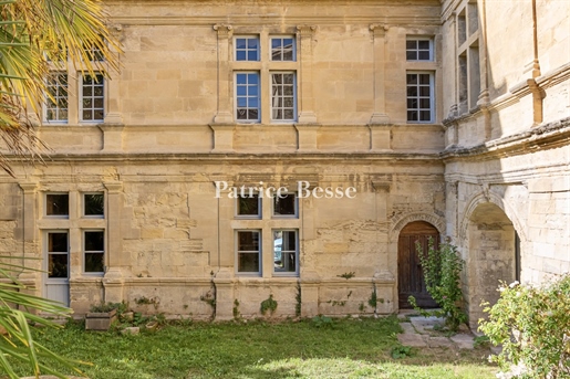 A listed Renaissance chateau surrounding a wooded courtyard in the heart of a market town to the nor