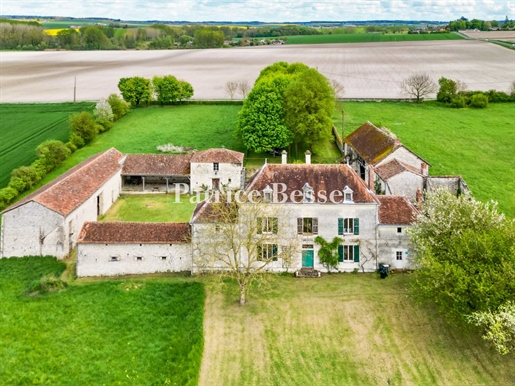 Tussen Touraine en Poitou, nabij Richelieu, een herenhuis met bijgebouwen en het park van