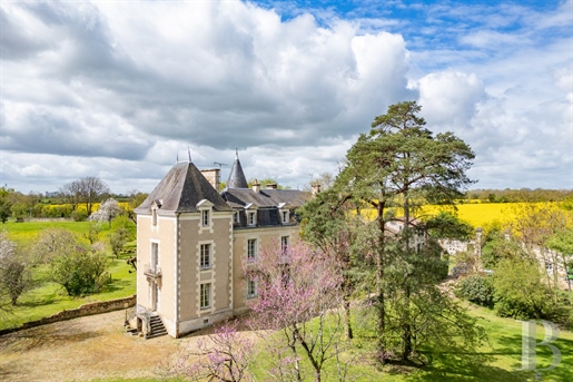 A manor house, two gites and outbuildings in 8 hectares of wooded grounds in a village, 30 minutes f