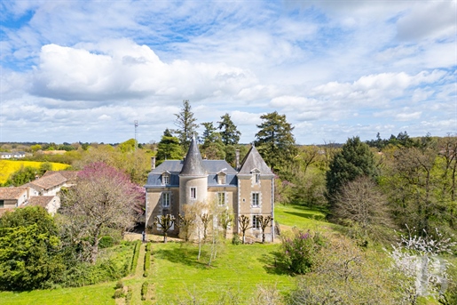 A manor house, two gites and outbuildings in 8 hectares of wooded grounds in a village, 30 minutes f