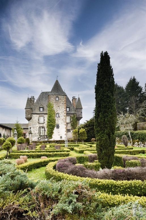 In una città d'arte e di storia nella regione del Cantal, un castello inscritto Mh e il suo giardin