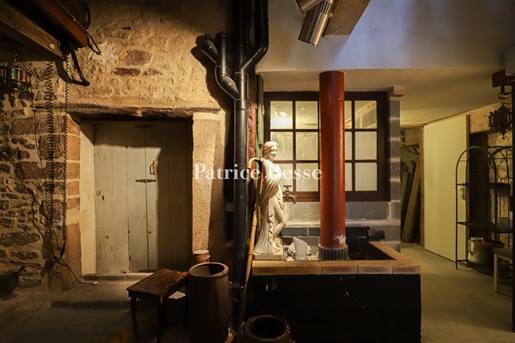 Two 18th-century houses joined together to form a single property with a tree-dotted garden, nestled