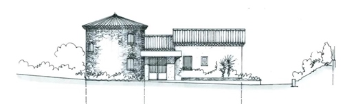 Project for a 2-storey villa of 200 m2.

The house is built on a gently sloping plot of 12