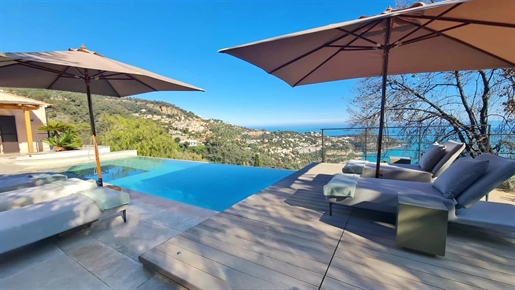 Nestled into the hillside looking down onto the Mediterranean a stunning renovated villa.
