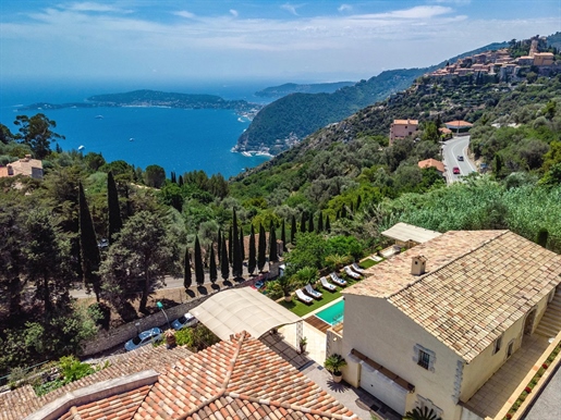 In the heights of Eze, very close to the authentic medieval village, offering a panoramic view of th
