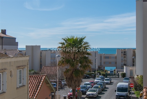Sète, wijk Corniche, 2-kamer appartement met terras en klein uitzicht op zee,