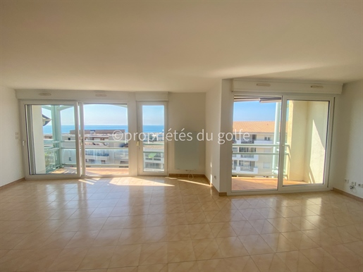 Sète, hart van Corniche, 3-kamer appartement, panoramisch uitzicht op zee,