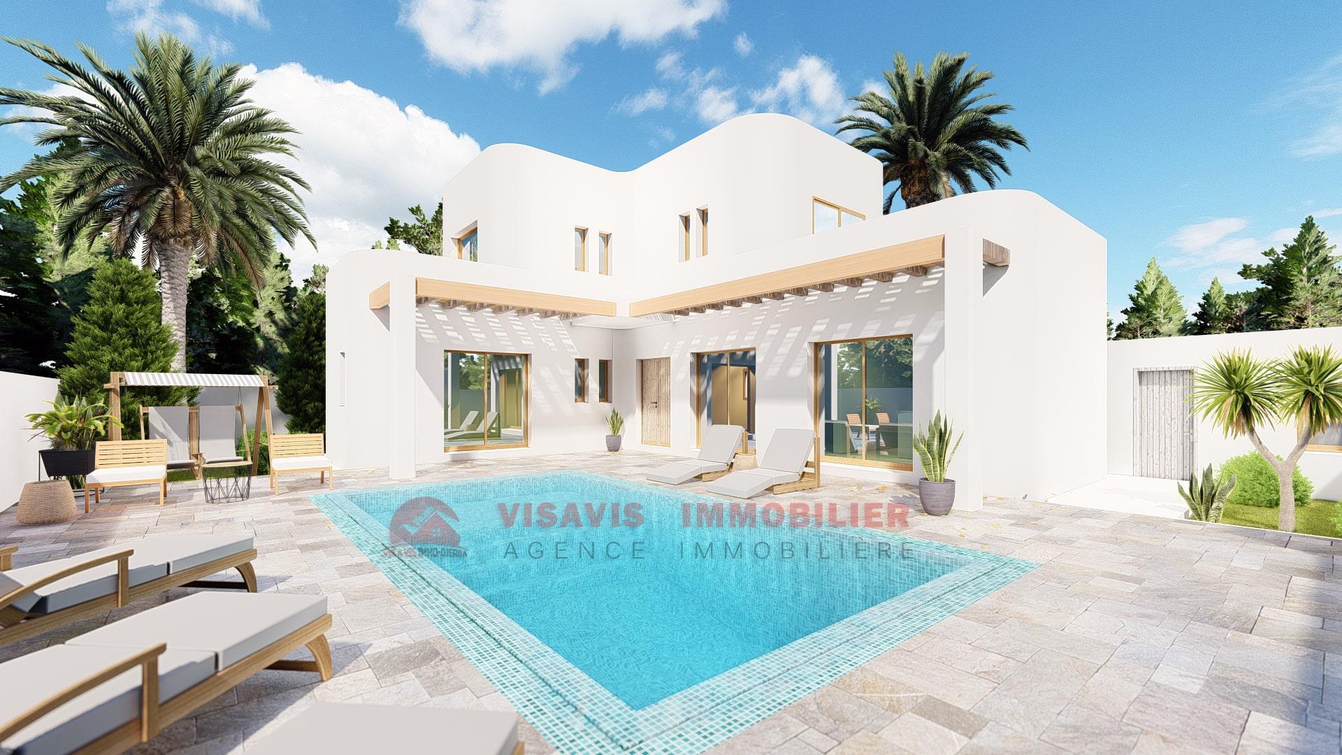 Vente villa neuve à Djerba - zone urbaine - titre bleu 