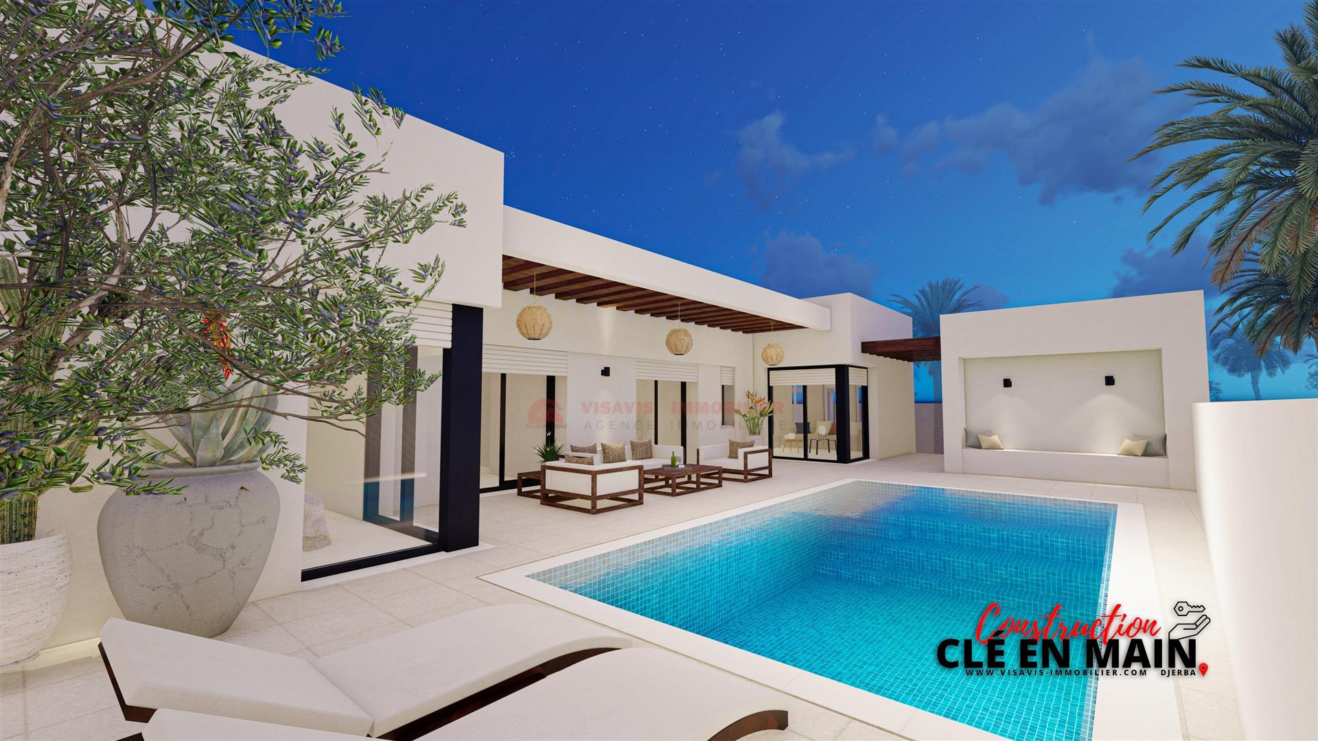 New real estate in Djerba Tunisia - Urban area - blue title