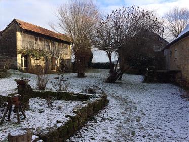 Charming house complex, large and small barn on a beautiful place in the Corrèz countryside