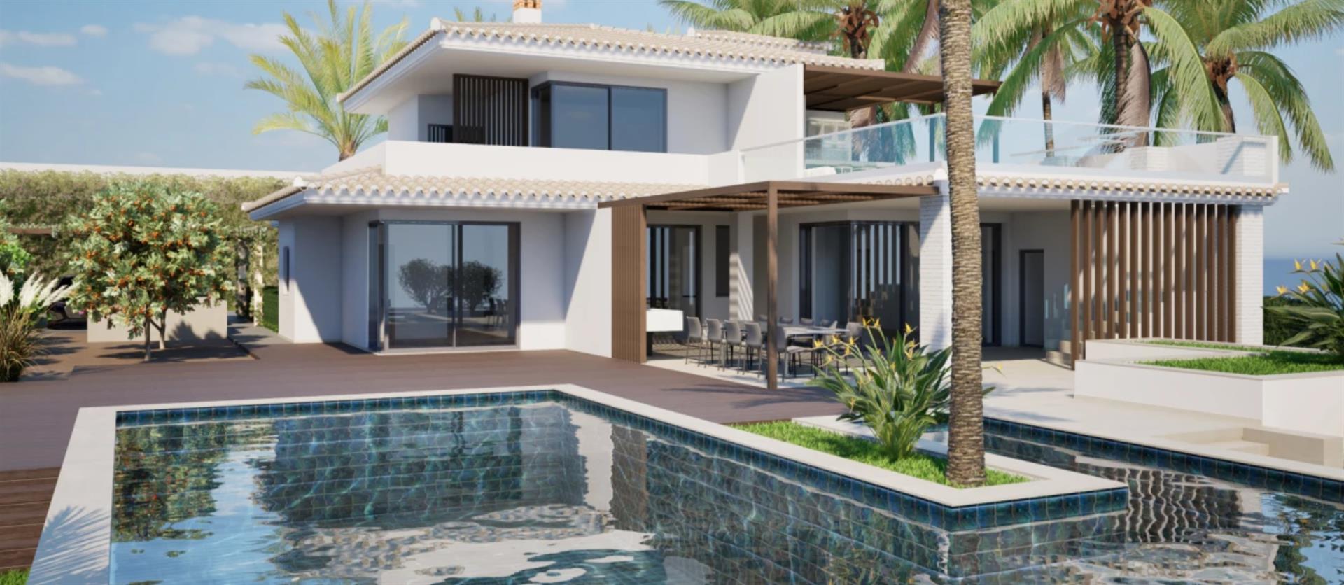 Remarkable villa with swimming pool, garden and sea view