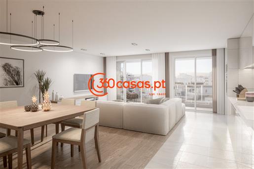 Appartement neuf de 3 chambres avec balcon de 39,30m2 et 2 places de parking au centre de Faro