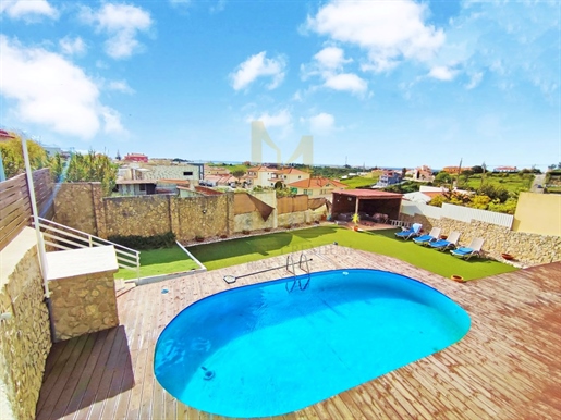 3+2 bedroom villa with annex, swimming pool, terrace, garage and sea view in the parish of Ericeira