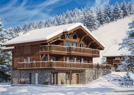 Brand new luxury ski in and out off plan 6 bedroom chalet for sale in Les Gets on the piste