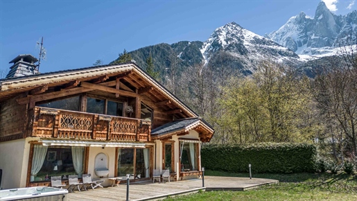 Idyllic 6 bedroom south facing chalet for sale in Chamonix in the Les Bois area of the resort (A)